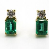 Emerald and Diamond stud earrings