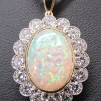 Opal and Diamond cluster pendant