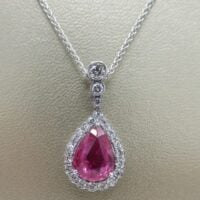 Ruby and diamond cluster necklet