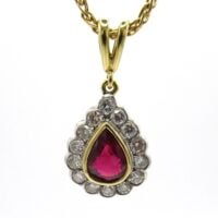 Ruby and diamond cluster necklet