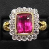 Ruby and diamond cluster ring