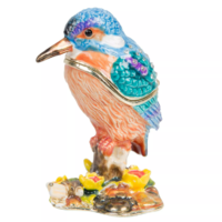 Kingfisher and yellow flowers
